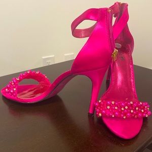 Barbie by Townshoes Satin Pink Pearl and Rhinestone Heels